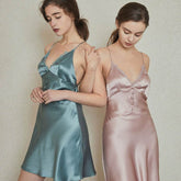 Silk Nightgown - Open Back High End Short Sleepwear - LANI SILK